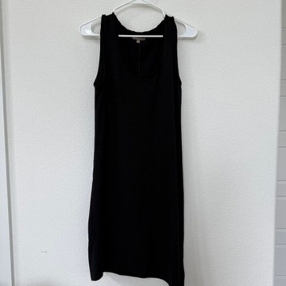 LILLA P Black Tank Dress Cotton Modal Stretch‎ Midi Sleeveless Minimalist M